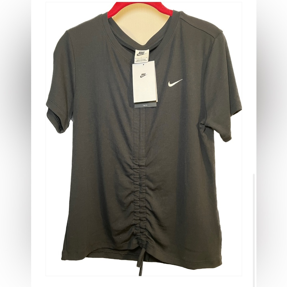 Nike NWT Women's Black Ribbed Cropped Top Size Large